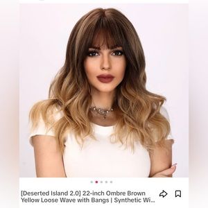 NWT  22” ombré wig with bangs. New in package w/ hairnet/wig cap